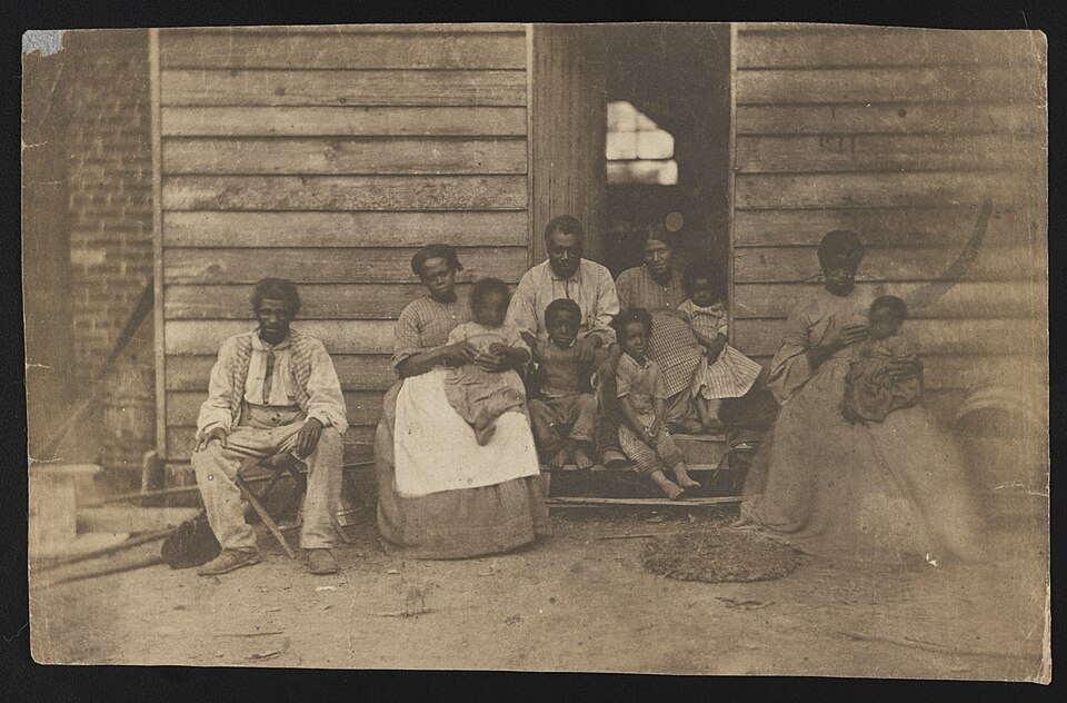 An enslaved family in a cotton field near Savannah, Georgia