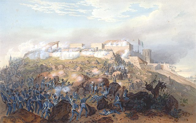 Painting of the Battle of Chapultepec during the Mexican-American War