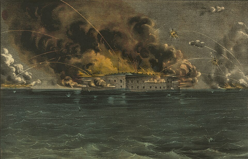 Lithograph of the bombardment of Fort Sumter, April 1861