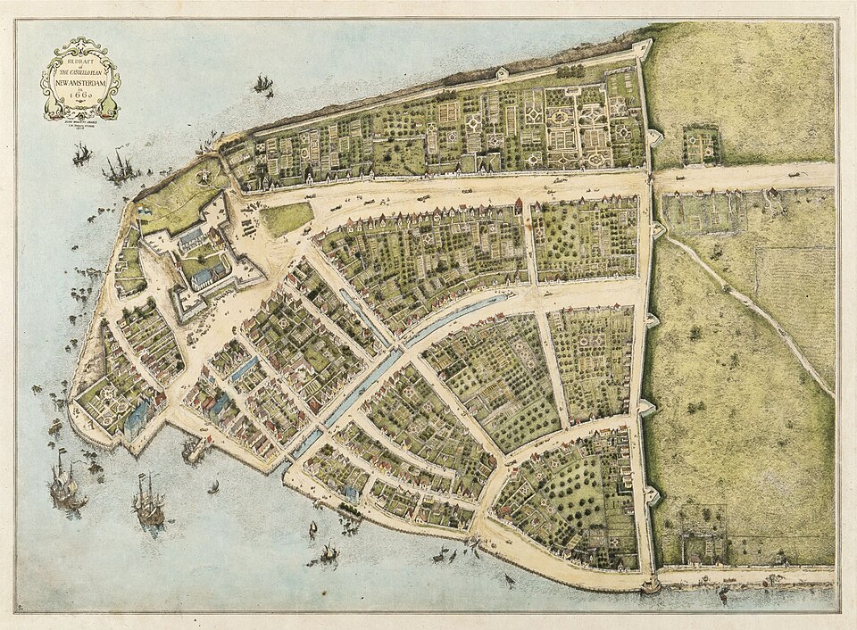 The Castello Plan, earliest map of New Amsterdam (Manhattan), 1660