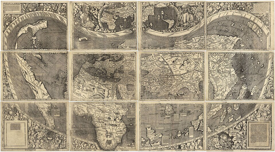 The 1507 Waldseemüller map, the first to use the name 'America' for the new continent