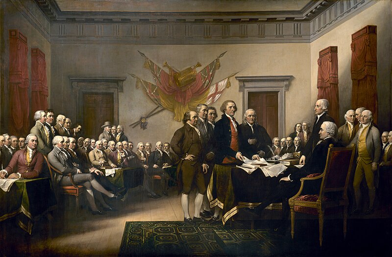 John Trumbull's painting of the presentation of the Declaration of Independence to the Continental Congress